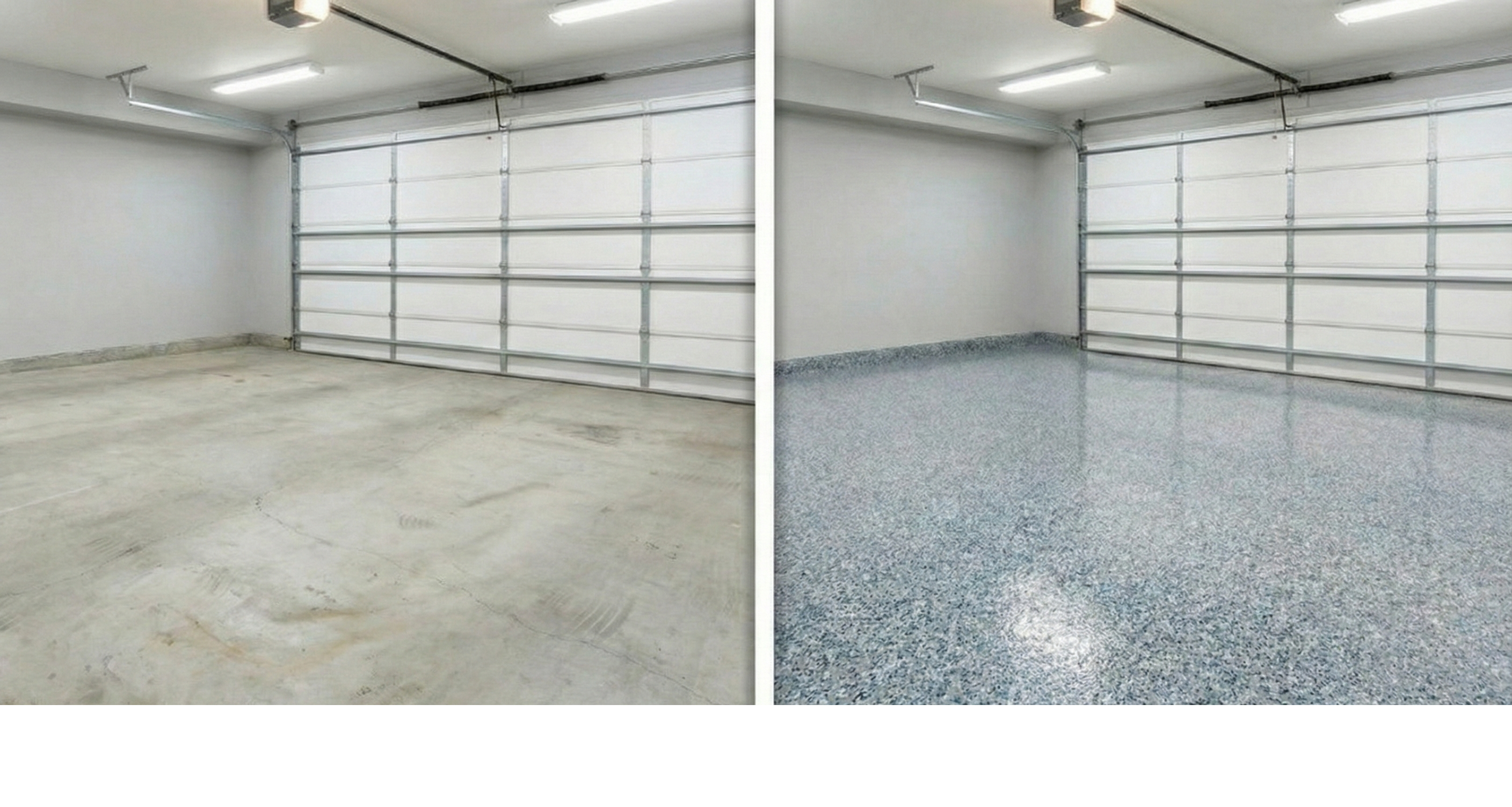 Before and after epoxy garage floor