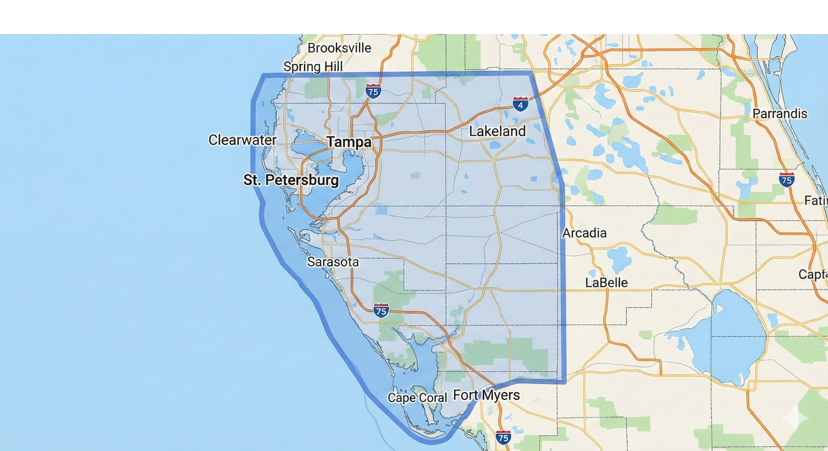 Gulf Coast Coverage service area map