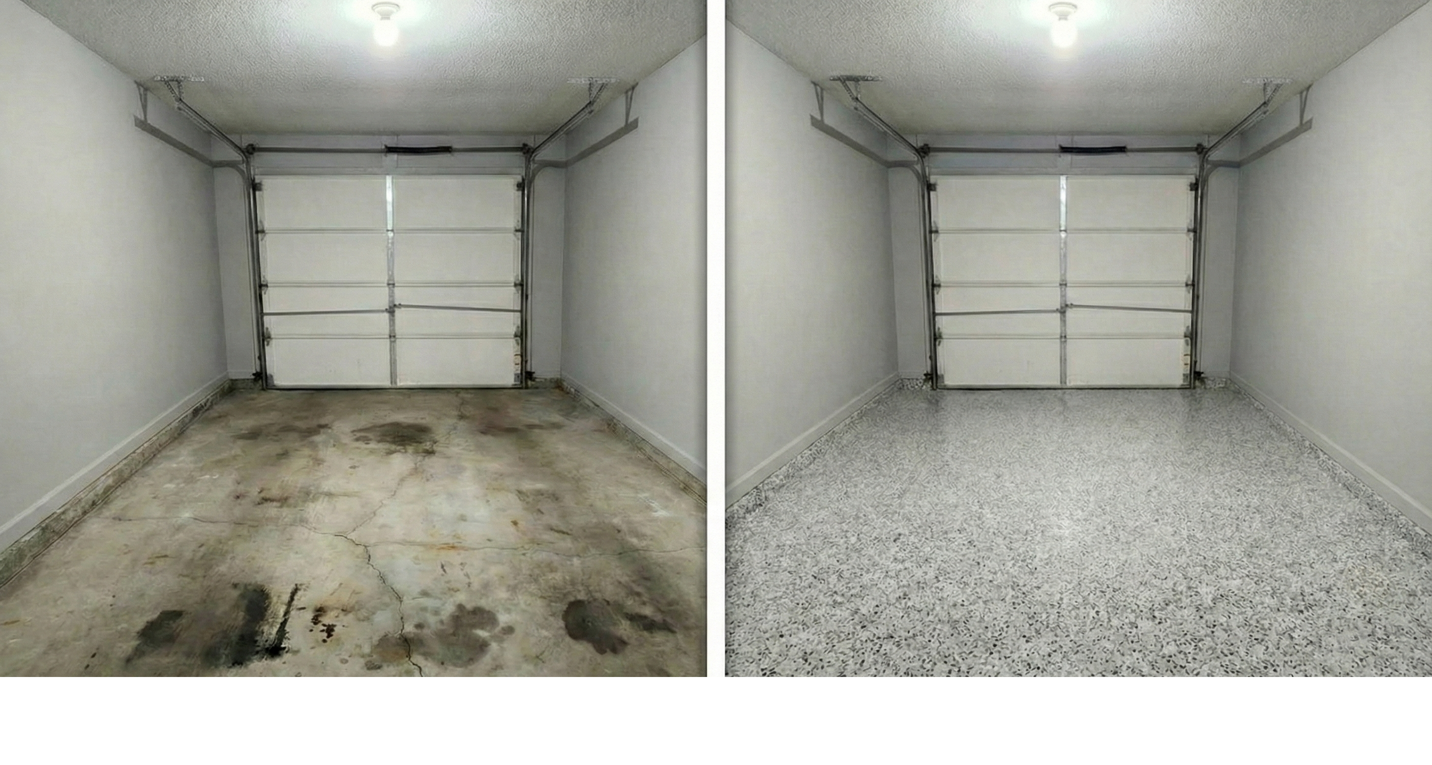 Before and after epoxy garage floor