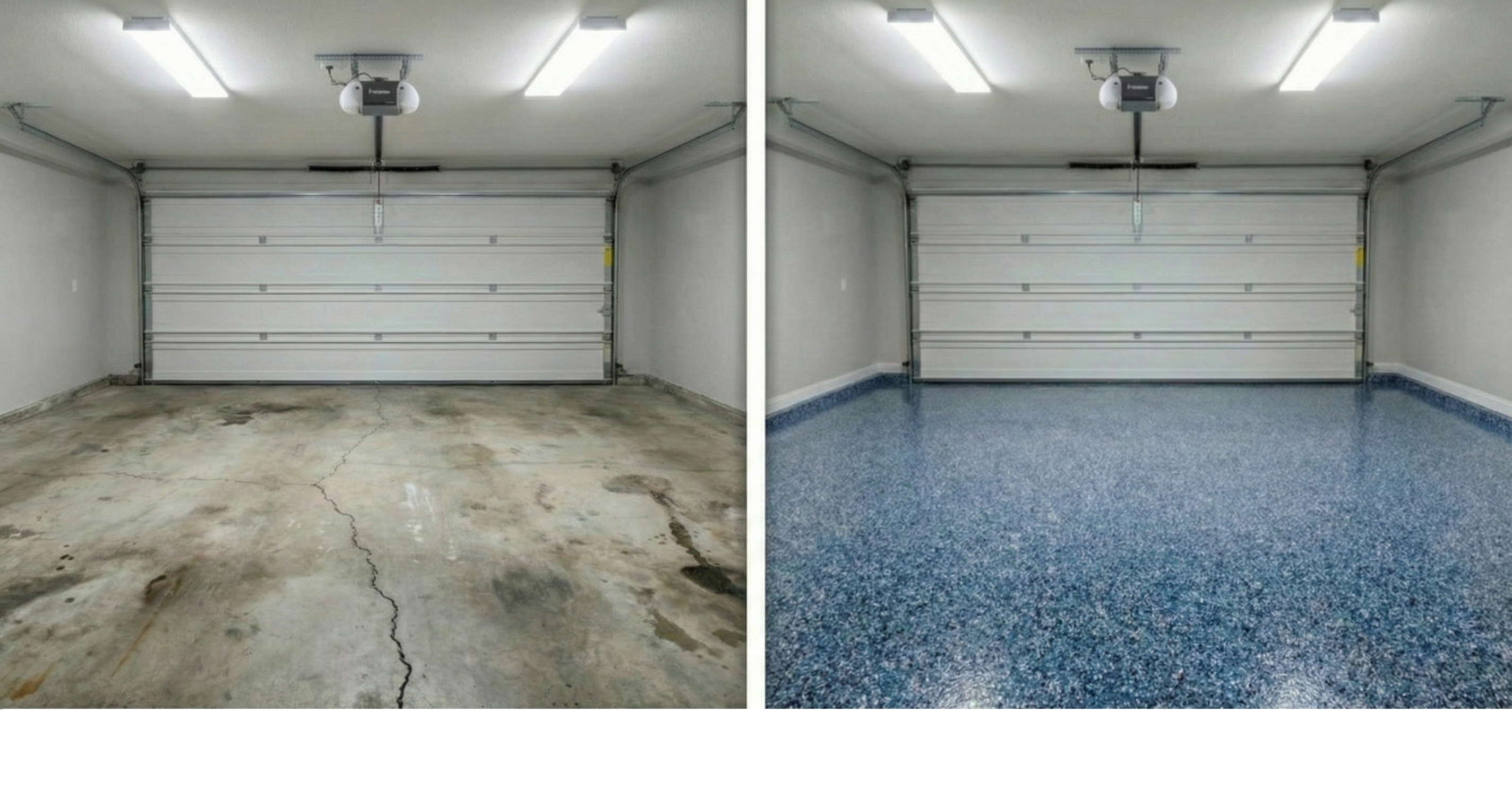 Before and after epoxy garage floor