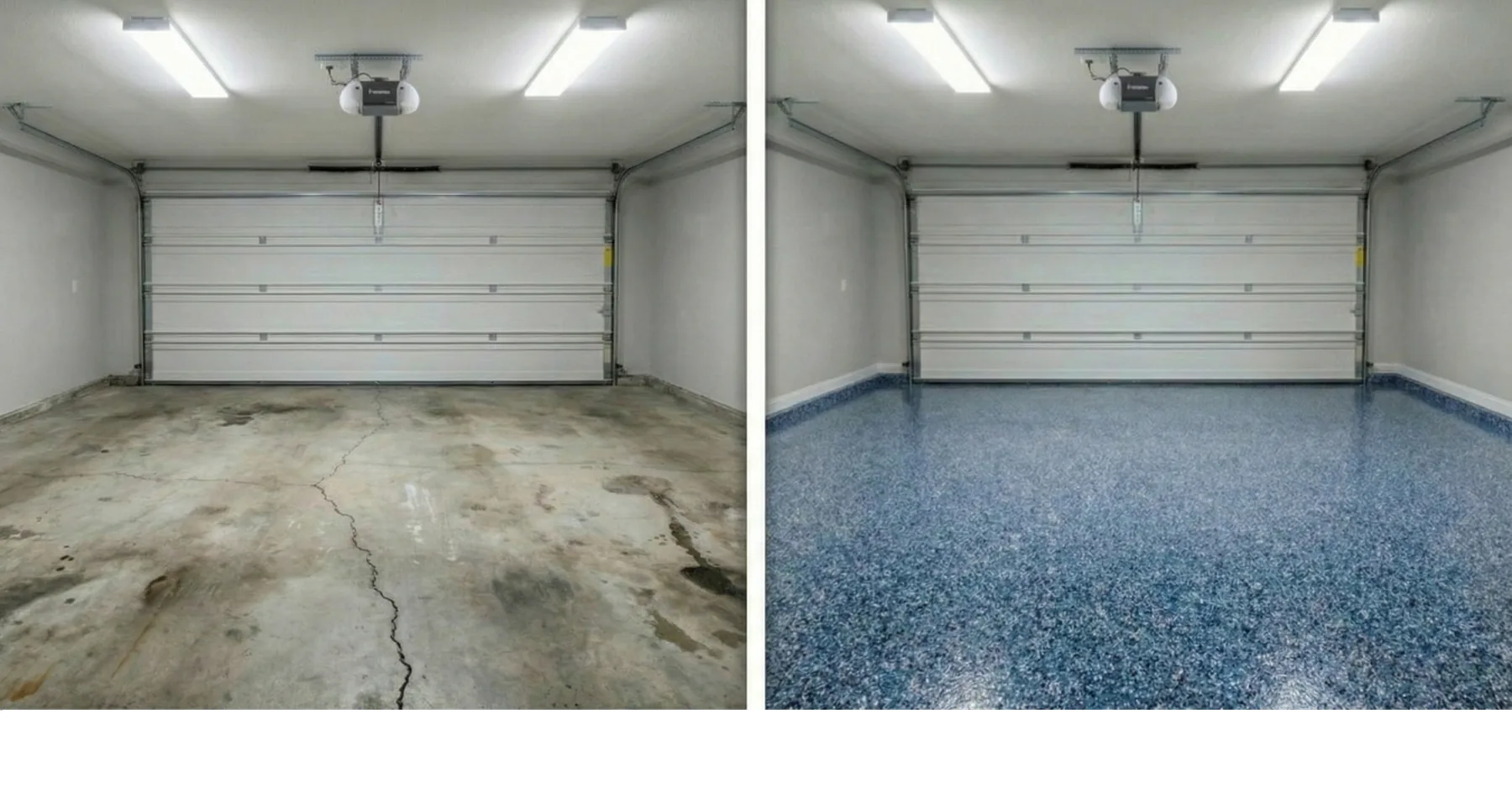 Before and after epoxy garage floor